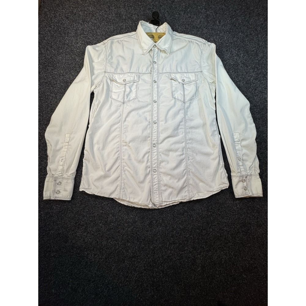 INC International Concepts Shirt Mens Medium White Western  Long Sleeve W/ Snaps